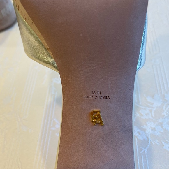 Veronica Beard Dali 70MM Metallic Leather Platform Sandals - Picture 10 of 12